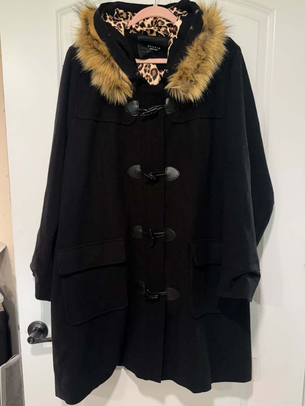Torrid Plus Size 5 Faux Fur Hood Duffle Coat Goth Coquette Winter 5X